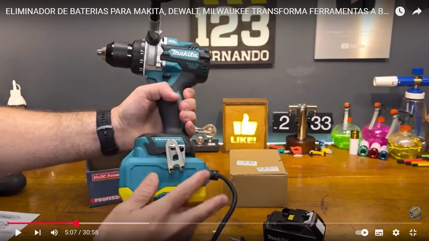 ELIMINADOR DE BATERIAS PARA MAKITA, DEWALT, MILWAUKEE TRANSFORMA FERRAMENTAS A BATERIA EM HÍBRIDAS.