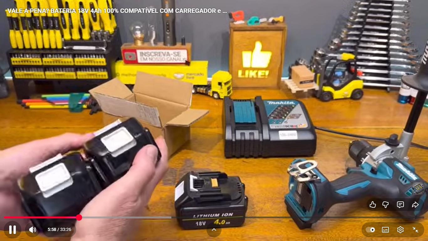 BATERIA 18V 4Ah 100% COMPATÍVEL COM CARREGADOR e FERRAMENTAS ORIGINAIS MAKITA