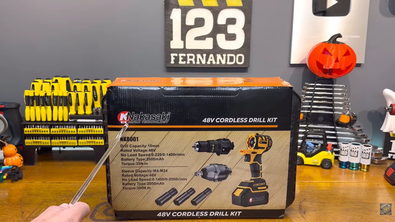 KIT NAKASAKI 2 EM 1! CHAVE DE IMPACTO, PARAFUSADEIRA DE IMPACTO E FURADEIRA COM MALETA E 2 BATERIAS